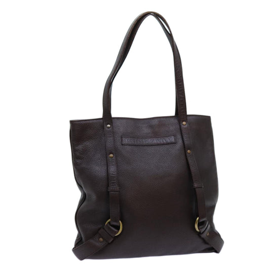 Burberry Auth Leather Brown Tote Bag