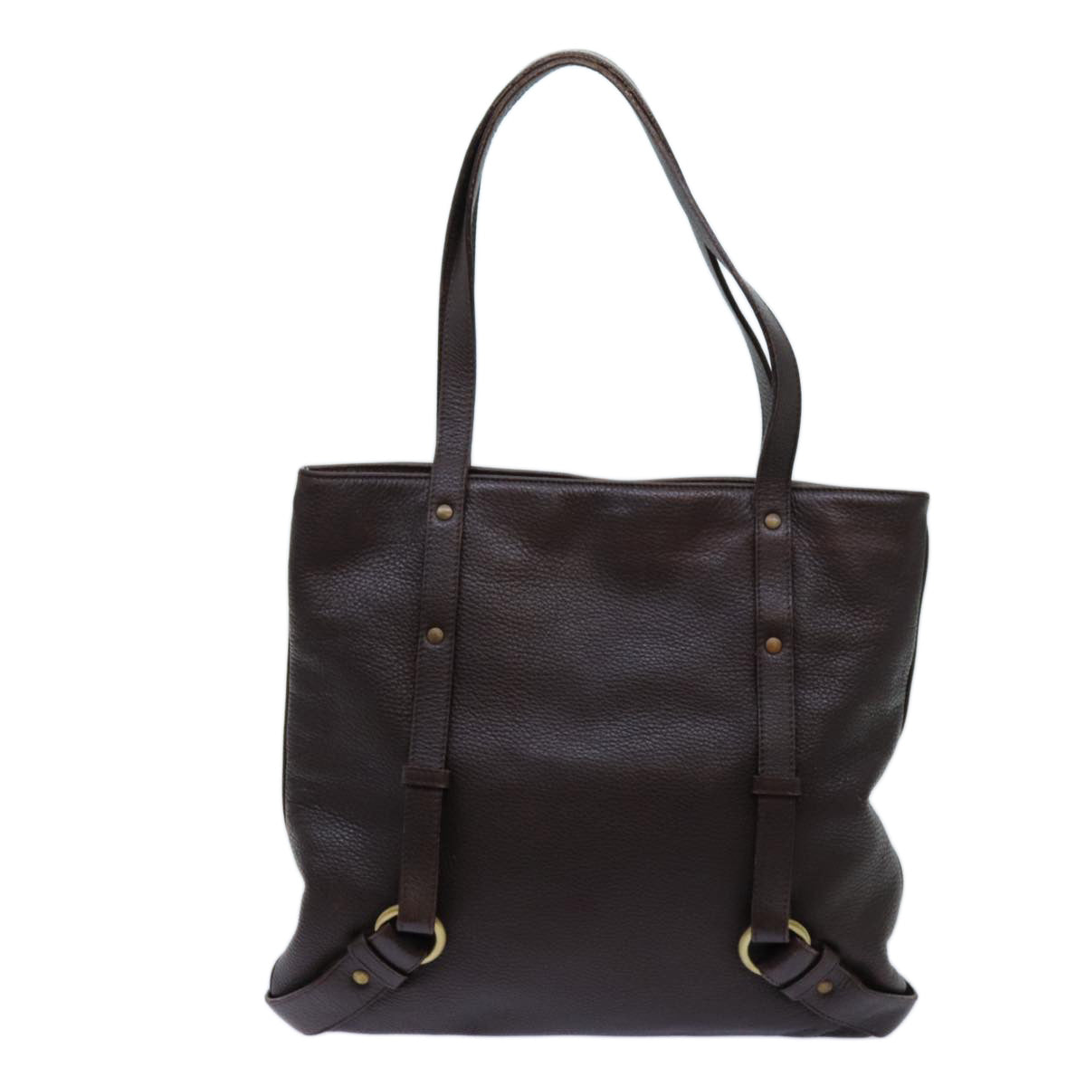Burberry Auth Leather Brown Tote Bag