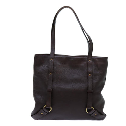 Burberry Auth Leather Brown Tote Bag