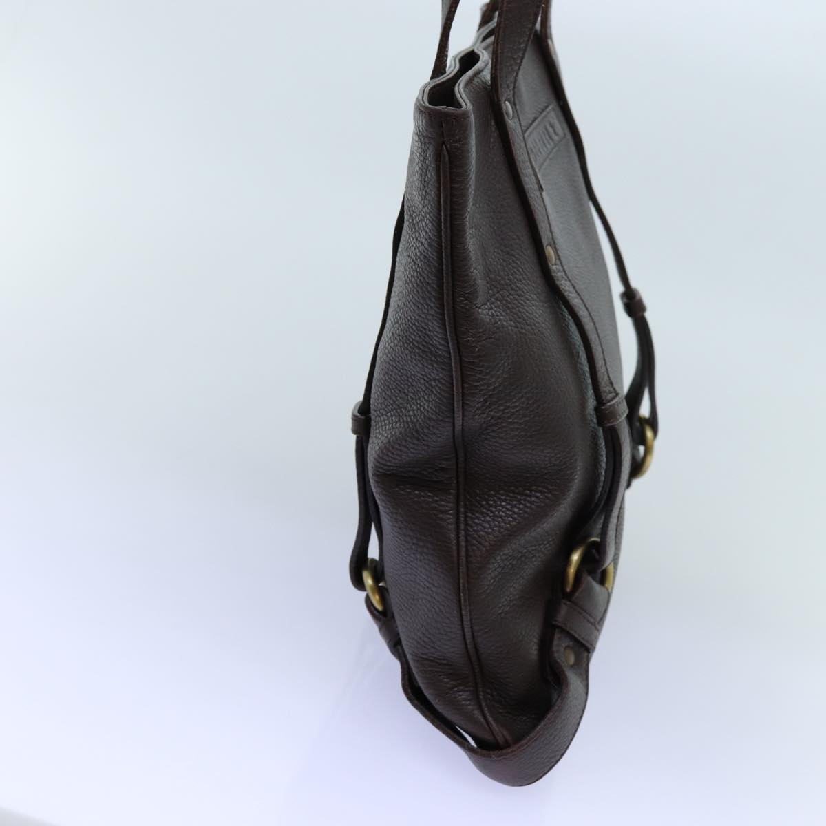 Burberry Auth Leather Brown Tote Bag