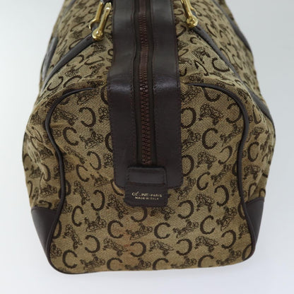 Luxury CELINE C Macadam Canvas Boston Bag Brown 13811