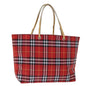 Luxury Burberry Nova Check Hand Bag Nylon Red Auth bs14025