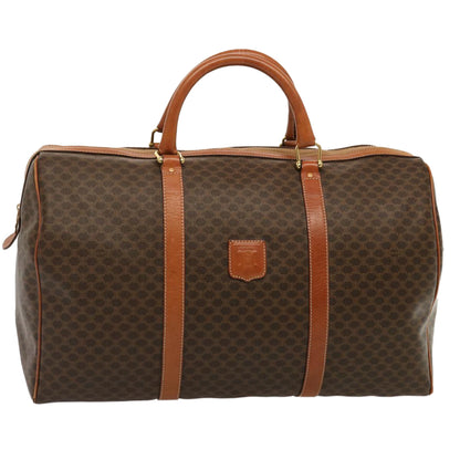 Luxury CELINE Macadam Canvas Boston Bag PVC Brown 14073