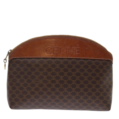 Luxury CELINE Macadam Canvas Pouch PVC Brown 14108