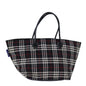 Luxury BurberrySs Nova Check Blue Label Tote Bag Nylon Black White Auth bs14251