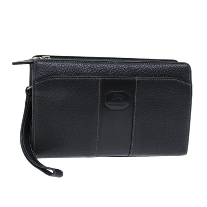 Burberry Auth Leather Black Clutch Bag