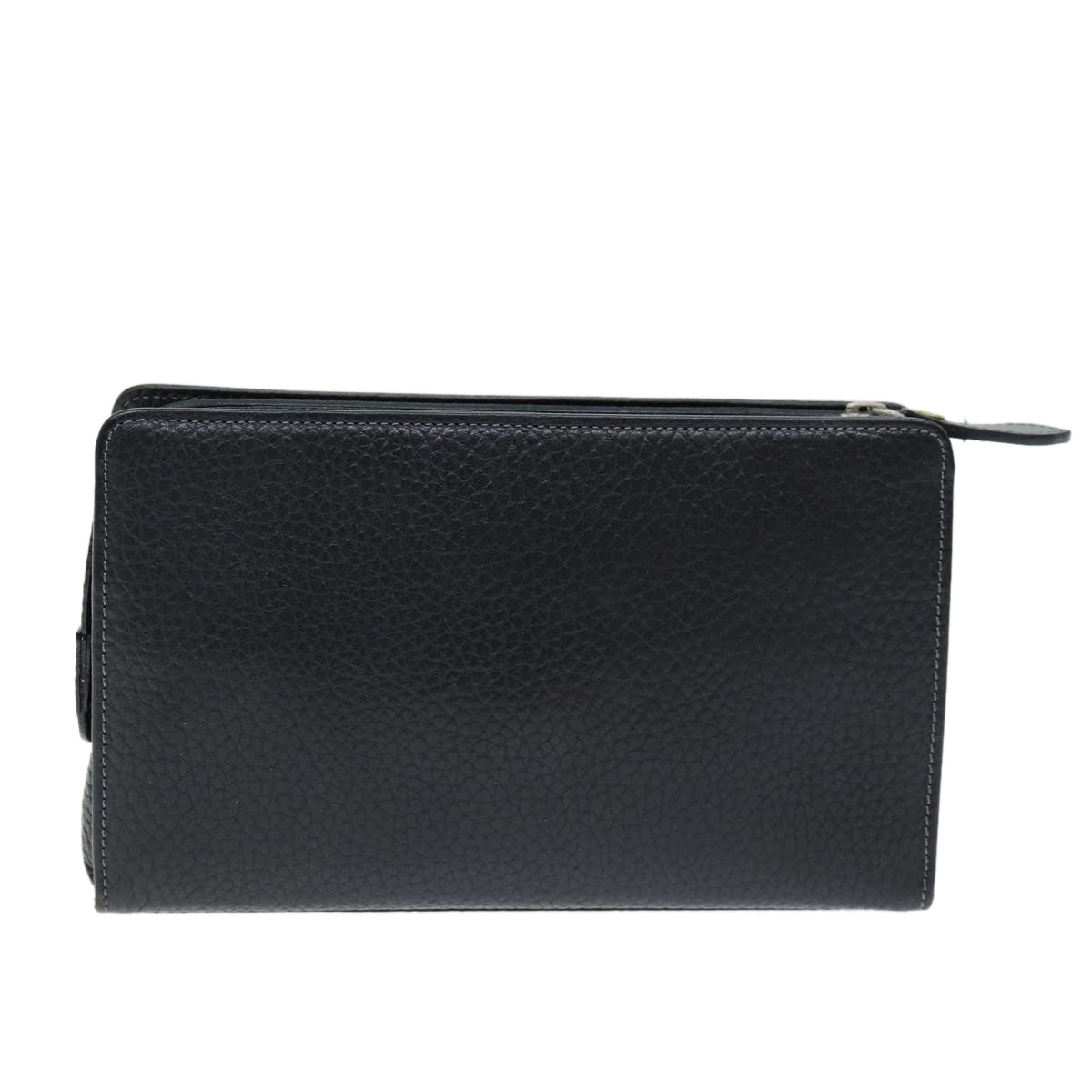 Burberry Auth Leather Black Clutch Bag