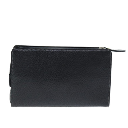 Burberry Auth Leather Black Clutch Bag