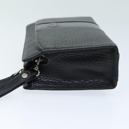 Burberry Auth Leather Black Clutch Bag