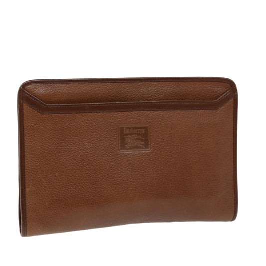 Burberry BURBERRYSs Auth Leather Brown Clutch Bag Style 3