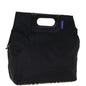 Luxury BurberrySs Nova Check Blue Label Hand Bag Nylon Black Beige Auth bs14388