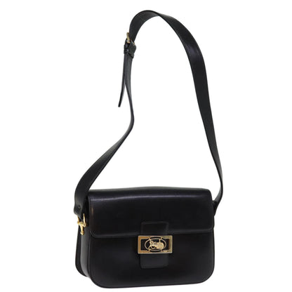 Luxury CELINE Horse Carriage Shoulder Bag Leather Black 14459