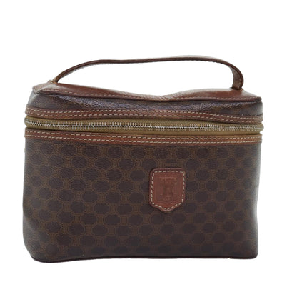 Luxury CELINE Macadam Canvas Vany Hand Bag PVC Brown 14476