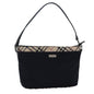 Luxury Burberry Nova Check Shoulder Bag Nylon Black Beige Auth bs14564