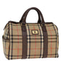 Luxury BurberrySs Nova Check Boston Bag Canvas Beige Auth bs14694
