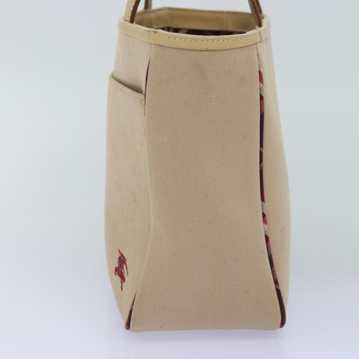 Burberry Label Auth Canvas Beige Handbag Style 3