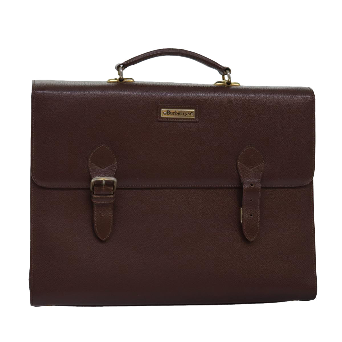 Burberry BurberrySs Auth Leather Brown Handbag Style 4