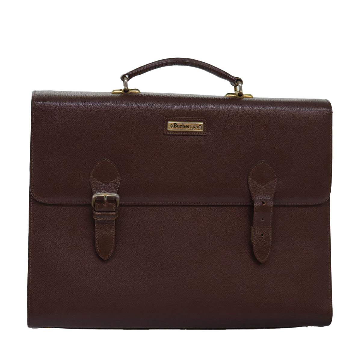 Burberry BurberrySs Auth Leather Brown Handbag Style 4