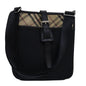 Luxury Burberry Nova Check Shoulder Bag Nylon Beige Black Auth bs14923
