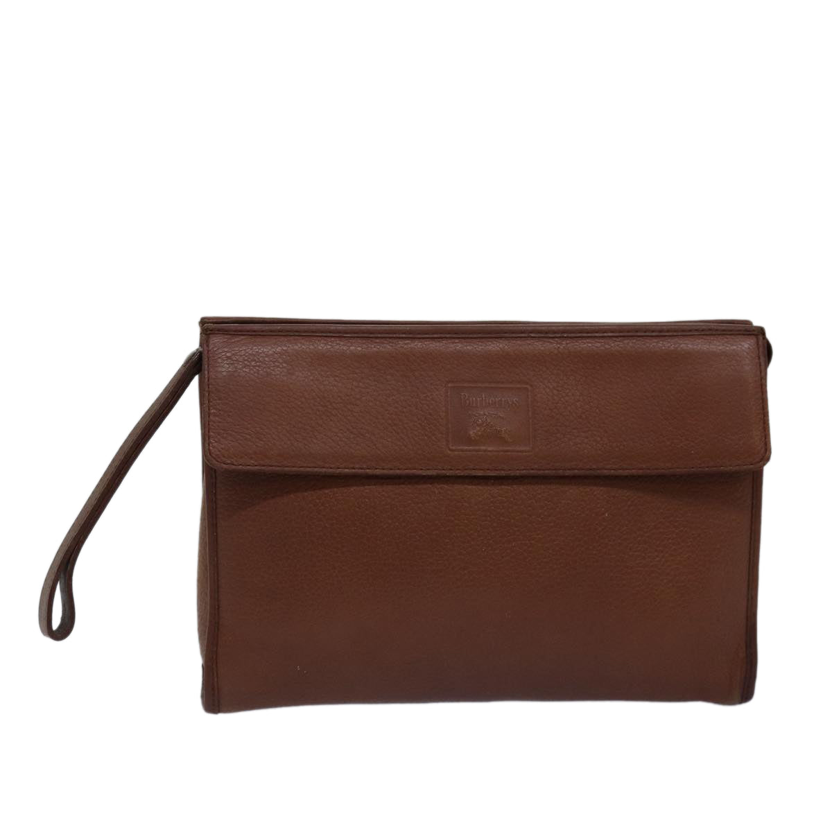 Burberry BurberrySs Auth Leather Brown Clutch Bag Style 4