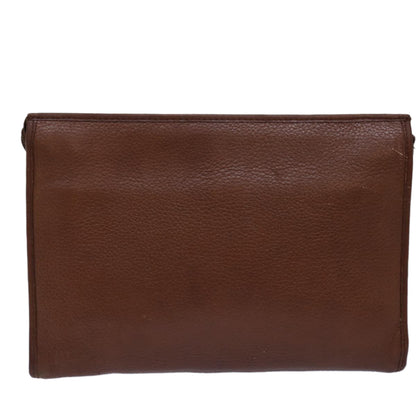 Burberry BurberrySs Auth Leather Brown Clutch Bag Style 4