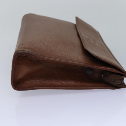 Burberry BurberrySs Auth Leather Brown Clutch Bag Style 4