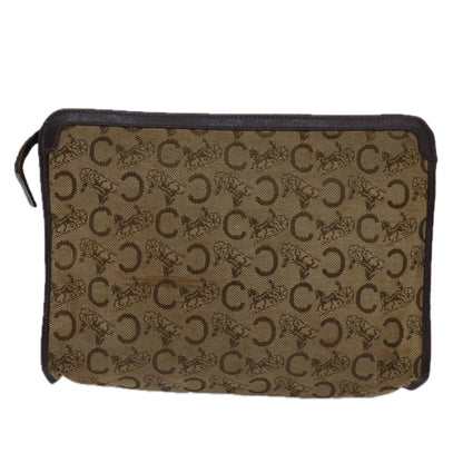 Luxury CELINE C Macadam Canvas Clutch Bag Beige 14954