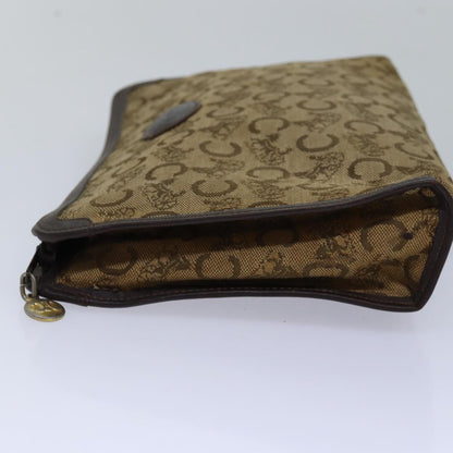 Luxury CELINE C Macadam Canvas Clutch Bag Beige 14954
