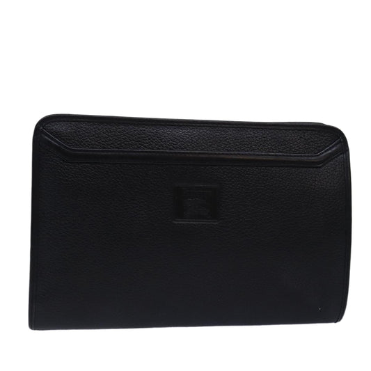 Burberry BurberrySs Auth Leather Black Clutch Bag Style 5
