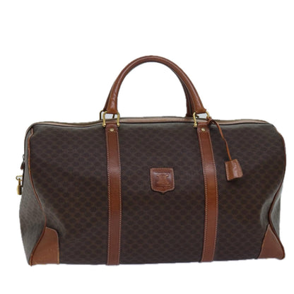 Luxury CELINE Macadam Canvas Boston Bag PVC Leather Brown 15395