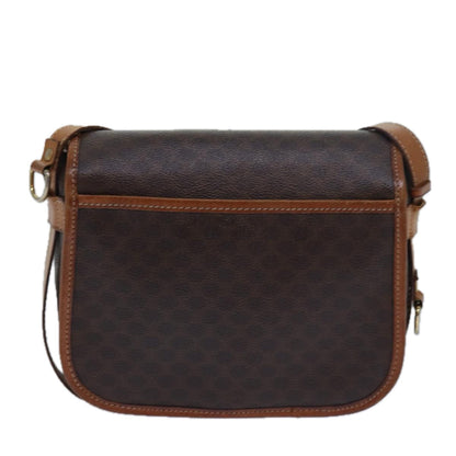 Luxury CELINE Macadam Canvas Shoulder Bag PVC Leather Brown 15468