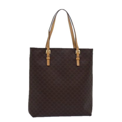 Luxury CELINE Macadam Canvas Hand Bag PVC Leather Brown 15492