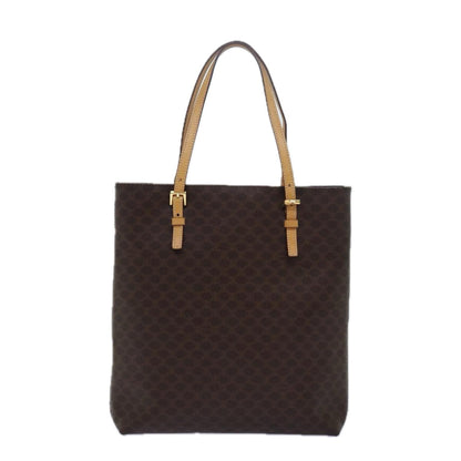 Luxury CELINE Macadam Canvas Hand Bag PVC Leather Brown 15492