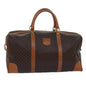Luxury CELINE Macadam Canvas Boston Bag PVC Leather Brown 15495
