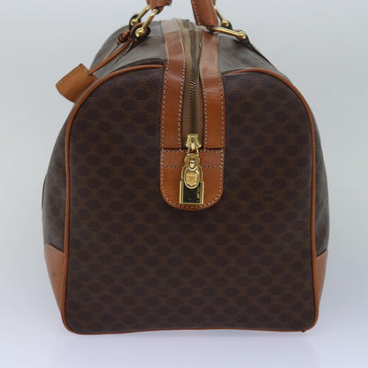 Luxury CELINE Macadam Canvas Boston Bag PVC Leather Brown 15495