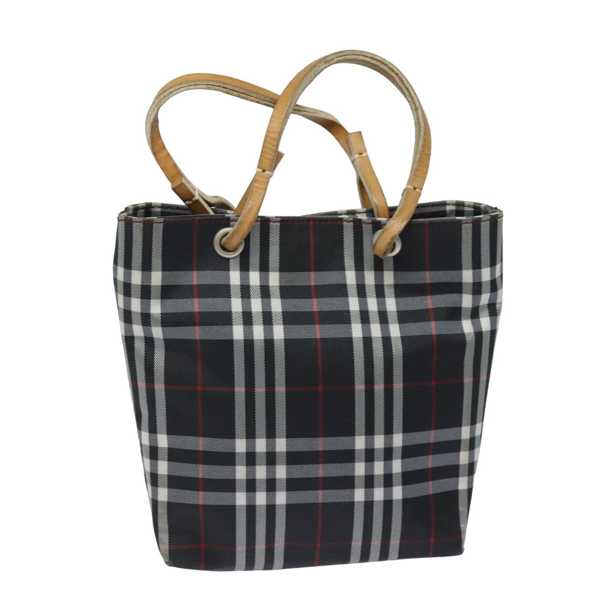 Luxury Burberry Nova Check Hand Bag Nylon Black Auth bs15673