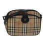 Luxury BurberrySs Nova Check Shoulder Bag Canvas Beige Black Auth bs15721