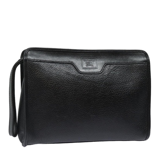 Burberry BurberrySs Auth Leather Black Clutch Bag Style 6