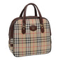 Luxury BurberrySs Nova Check Hand Bag Canvas Beige Auth bs16012