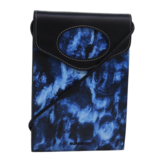 Burberry Auth Leather Blue Shoulder Bag
