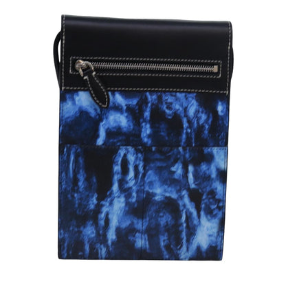 Burberry Auth Leather Blue Shoulder Bag