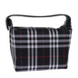 Luxury Burberry Nova Check Hand Bag Nylon Silver Black Auth bs16532