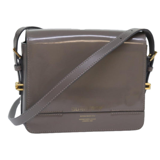 Burberry Auth Leather Gray Shoulder Bag