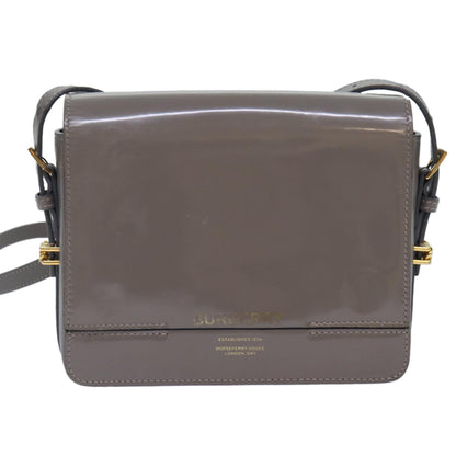 Burberry Auth Leather Gray Shoulder Bag