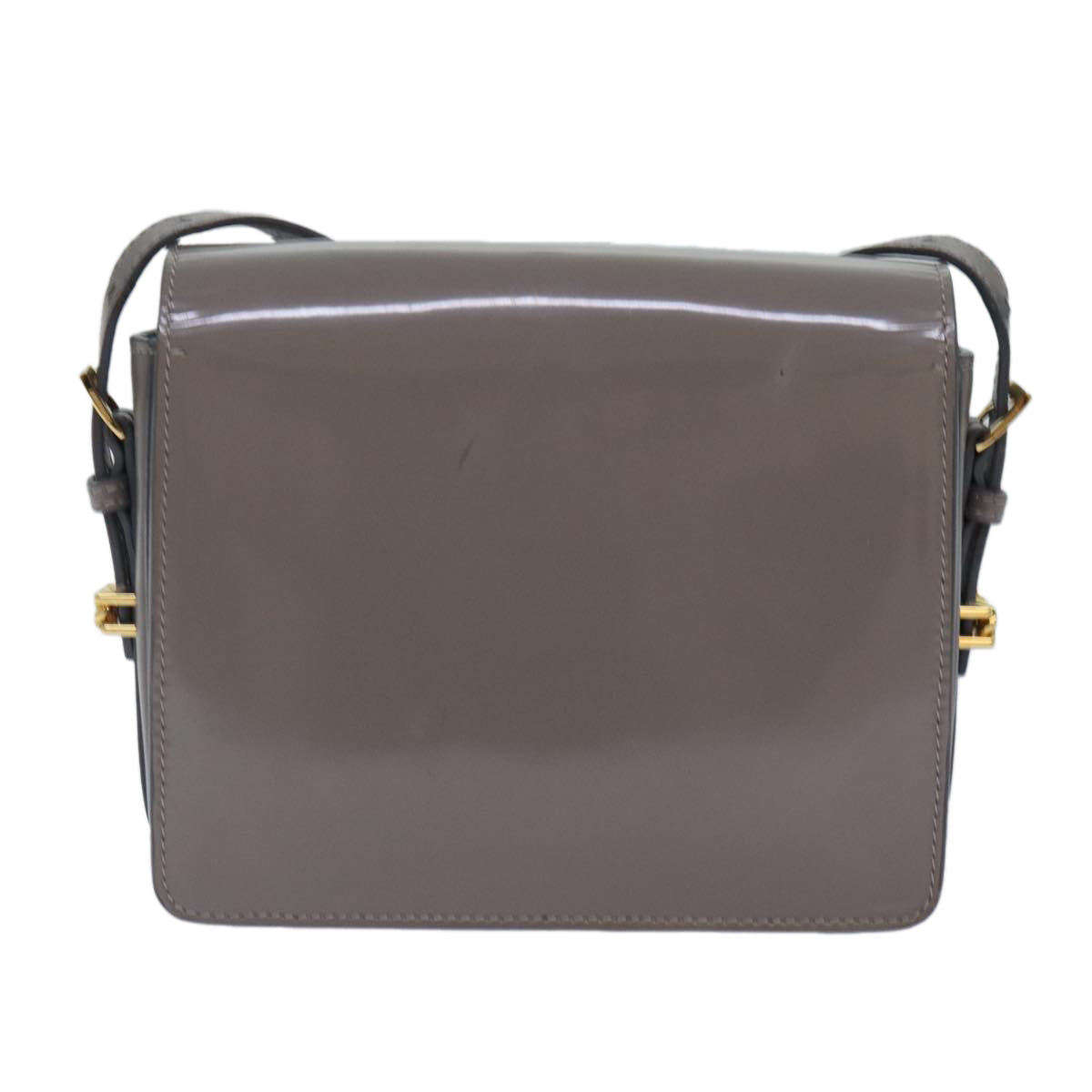 Burberry Auth Leather Gray Shoulder Bag