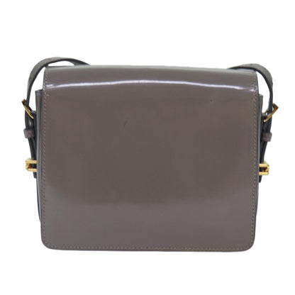 Burberry Auth Leather Gray Shoulder Bag