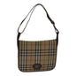 Luxury BurberrySs Nova Check Shoulder Bag Canvas Beige Gold Auth bs17668