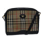 Luxury BurberrySs Nova Check Shoulder Bag Canvas Beige Gold Auth bs17696