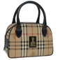 Luxury BurberrySs Nova Check Hand Bag PVC Beige Auth bs17698