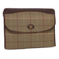 Luxury BurberrySs Nova Check Clutch Bag Nylon Beige Auth bs4852